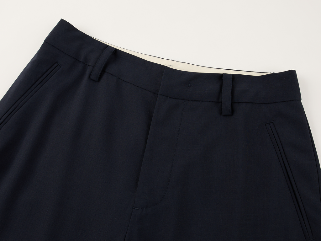 Machine washable wool pleated trousers