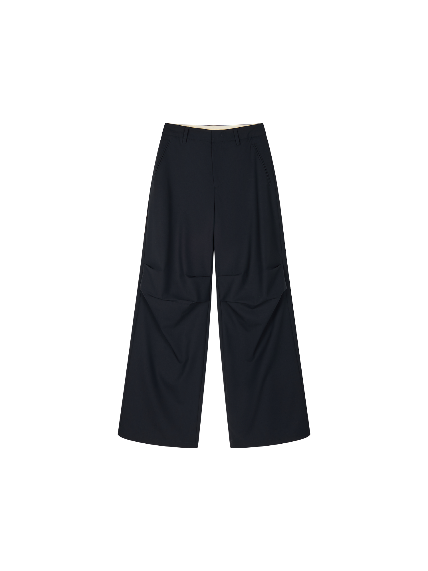 Machine washable wool pleated trousers