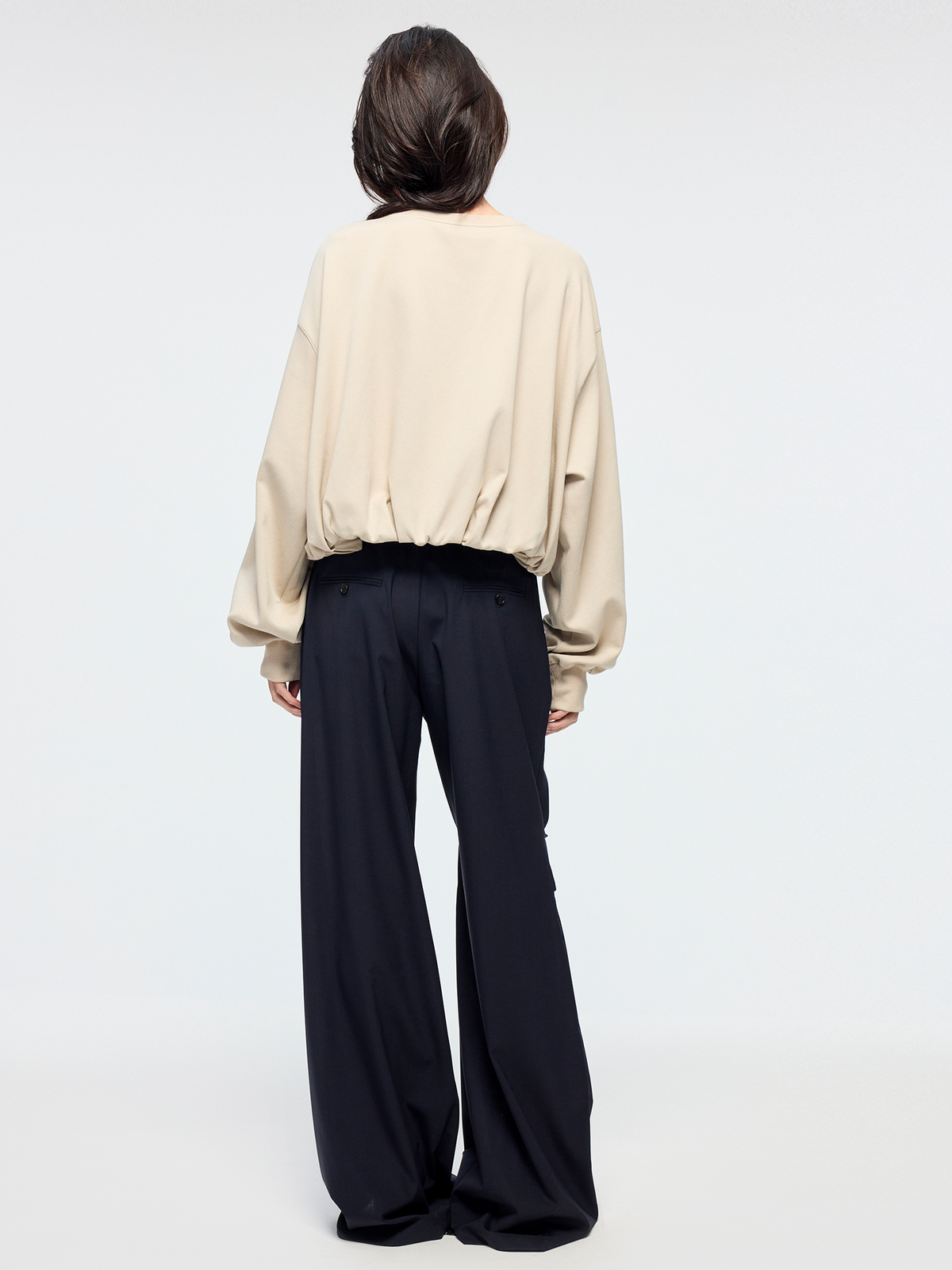 Machine washable wool pleated trousers