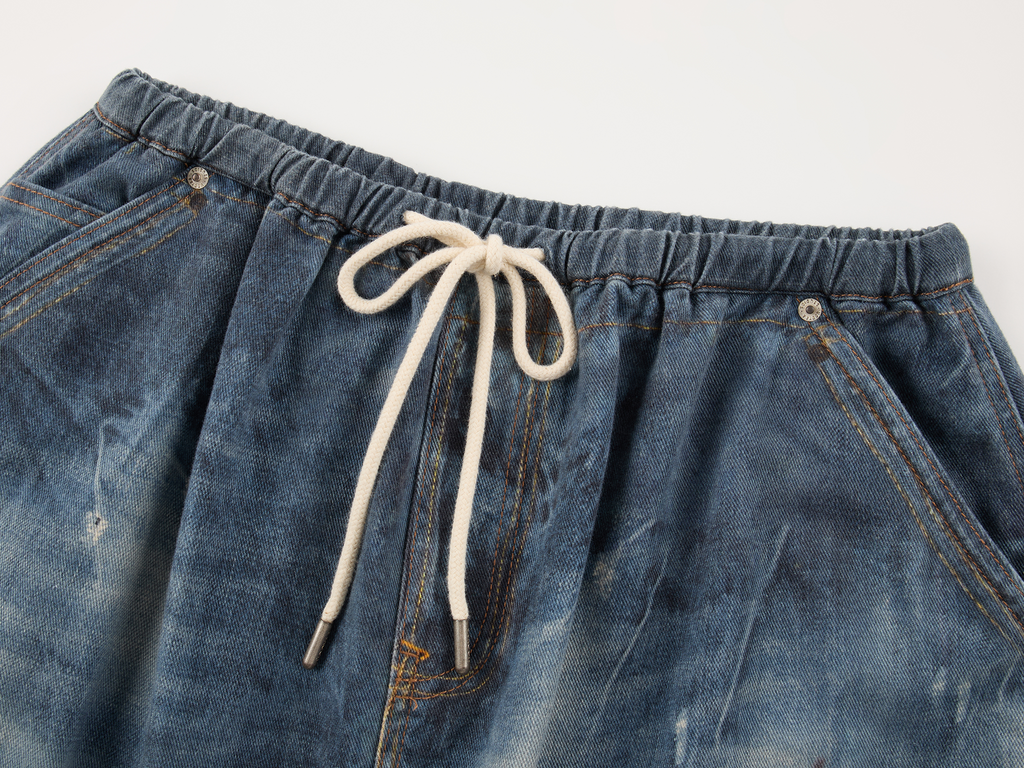 Surreal optical illusion denim mini skirt
