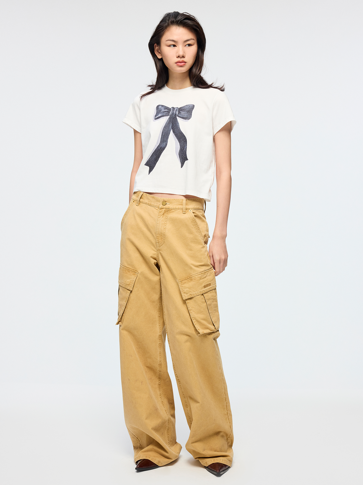 Hand tie dyed cargo jeans