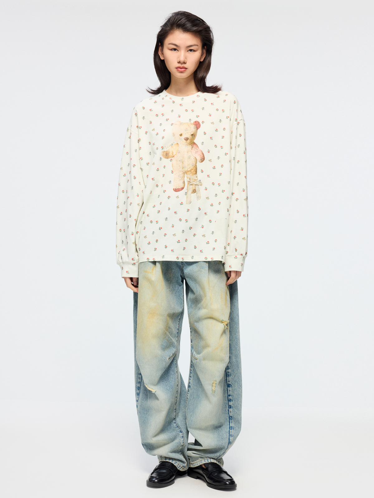 3d pleated jeans