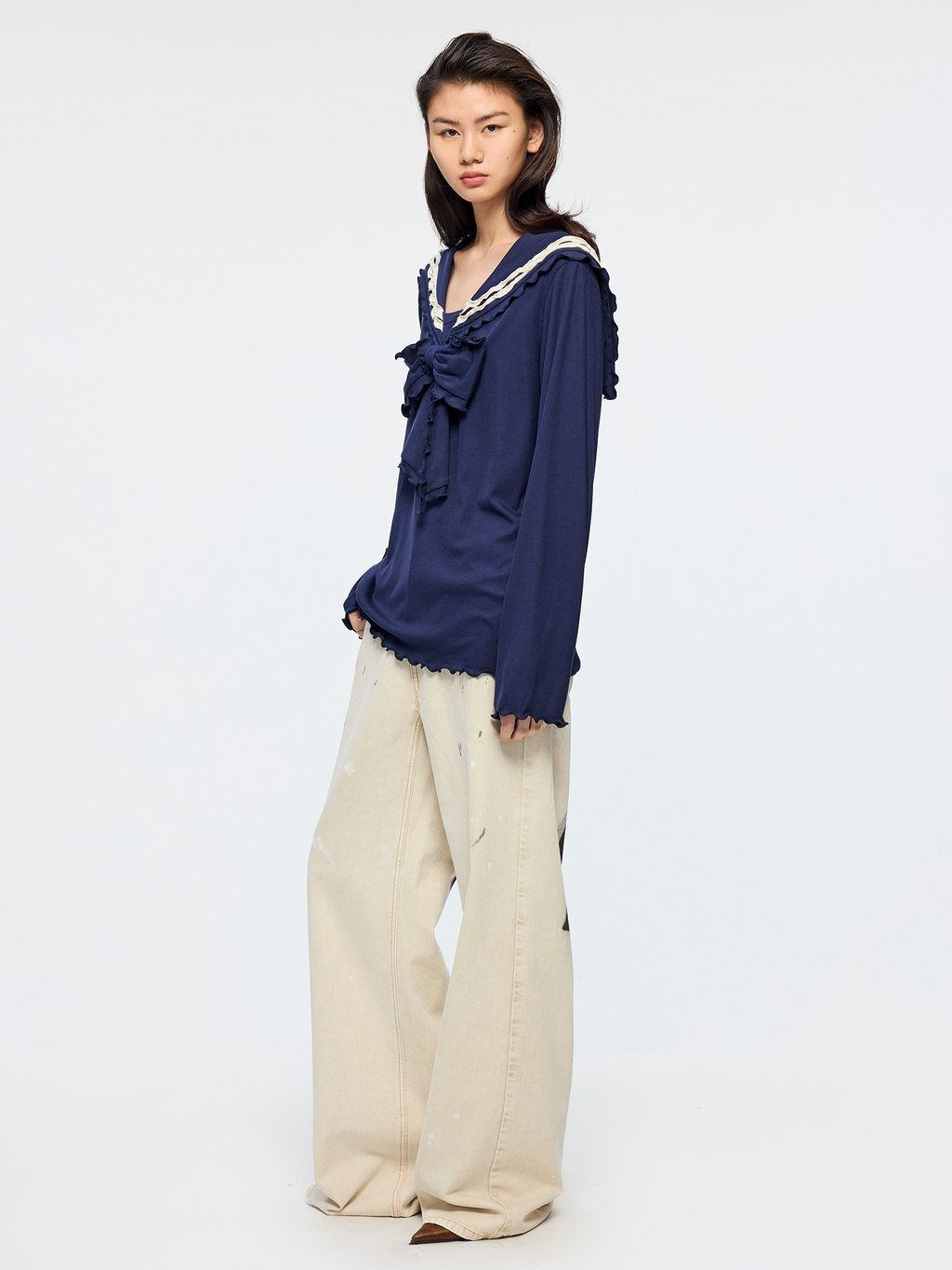 Oil painting bow jeans