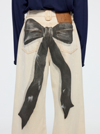 Oil painting bow jeans
