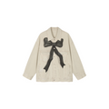 Oil painting bow denim jacket