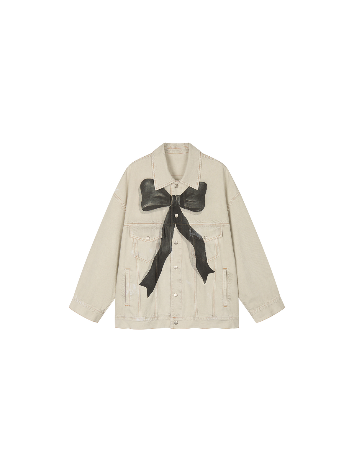 Oil painting bow denim jacket