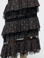 Floral tiered midi skirt