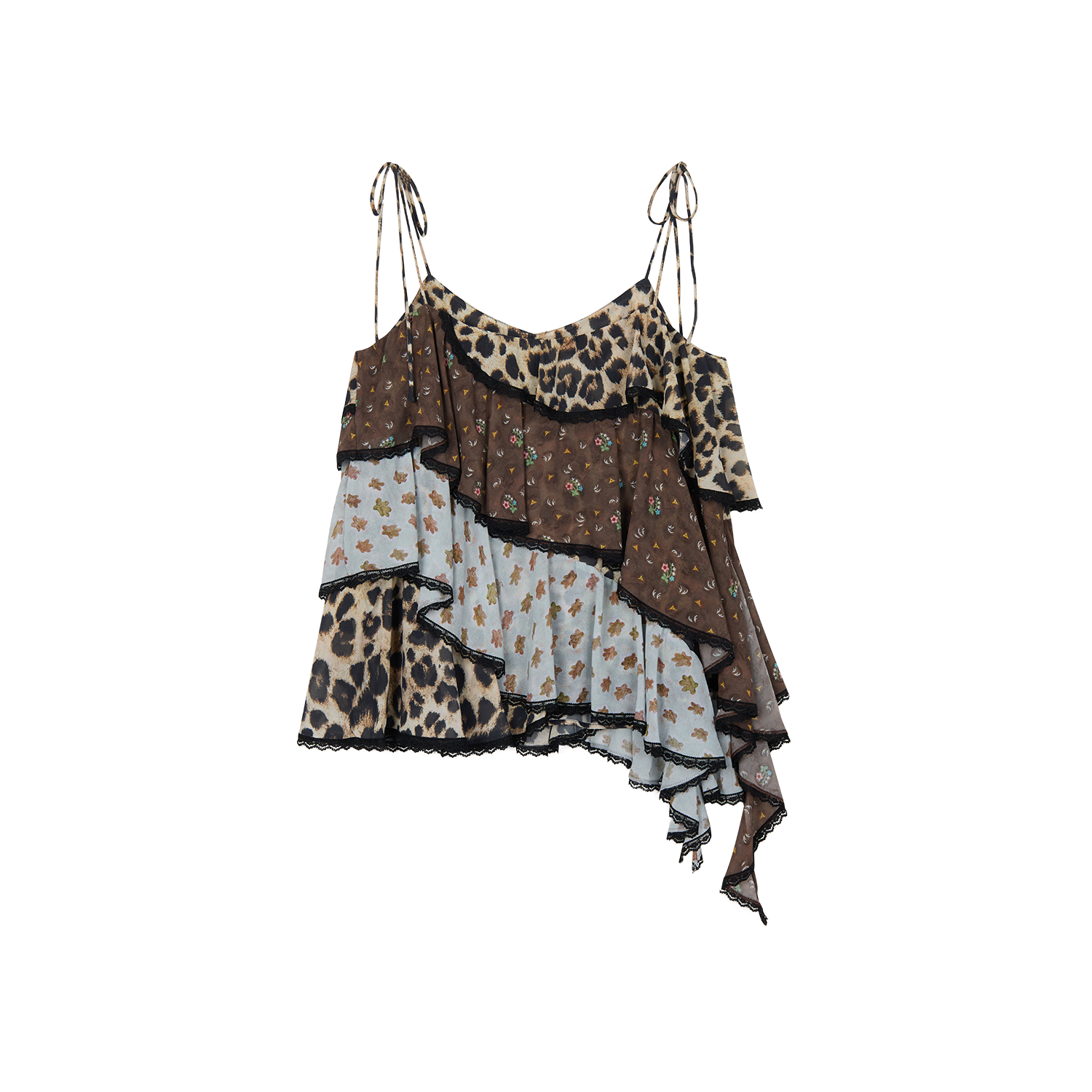 Leopard & floral patchwork camisole