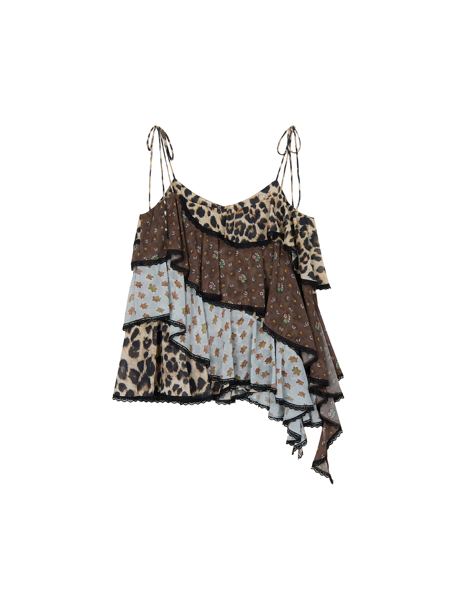 Leopard & floral patchwork camisole