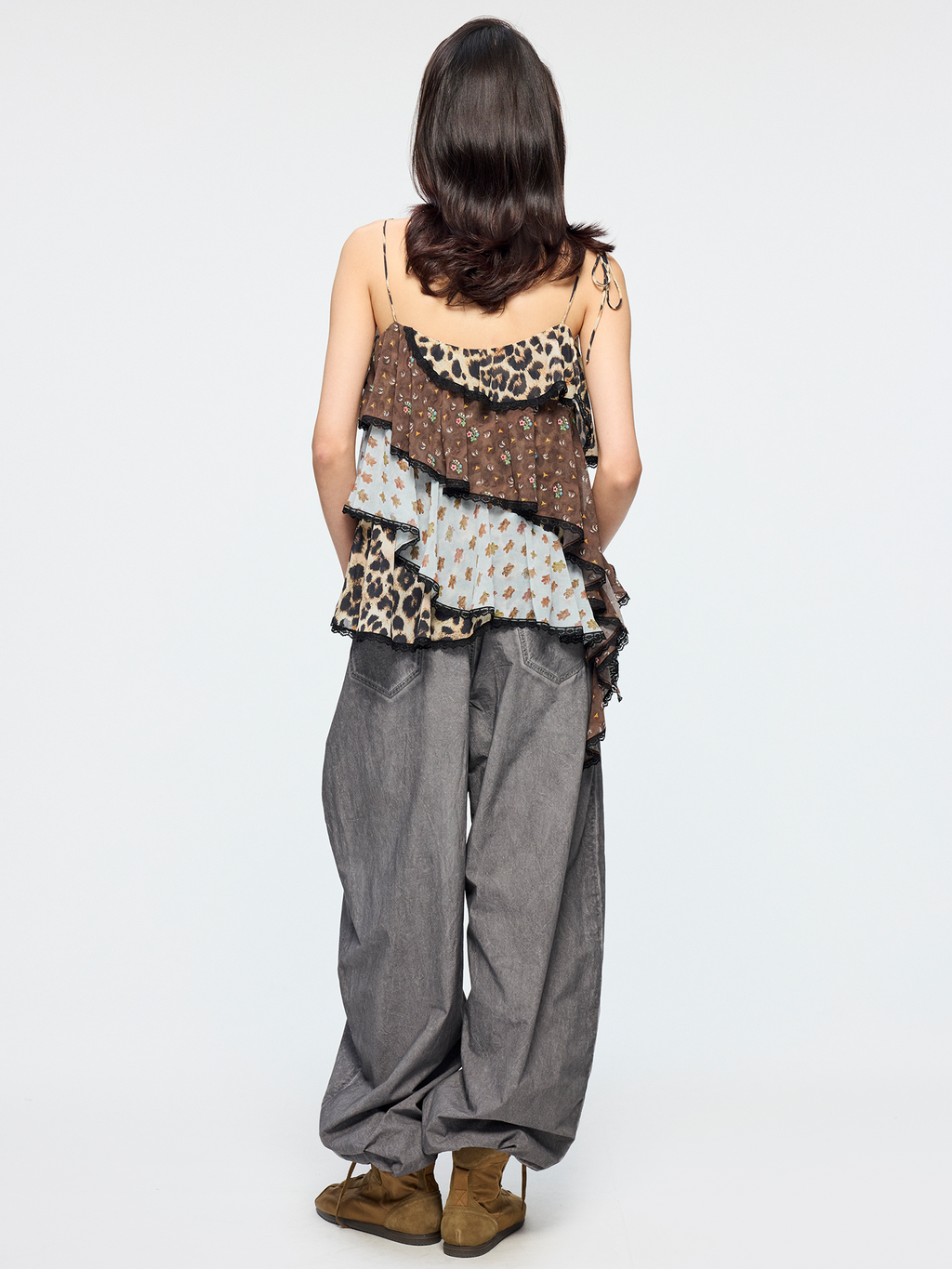 Leopard & floral patchwork camisole