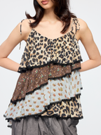 Leopard & floral patchwork camisole