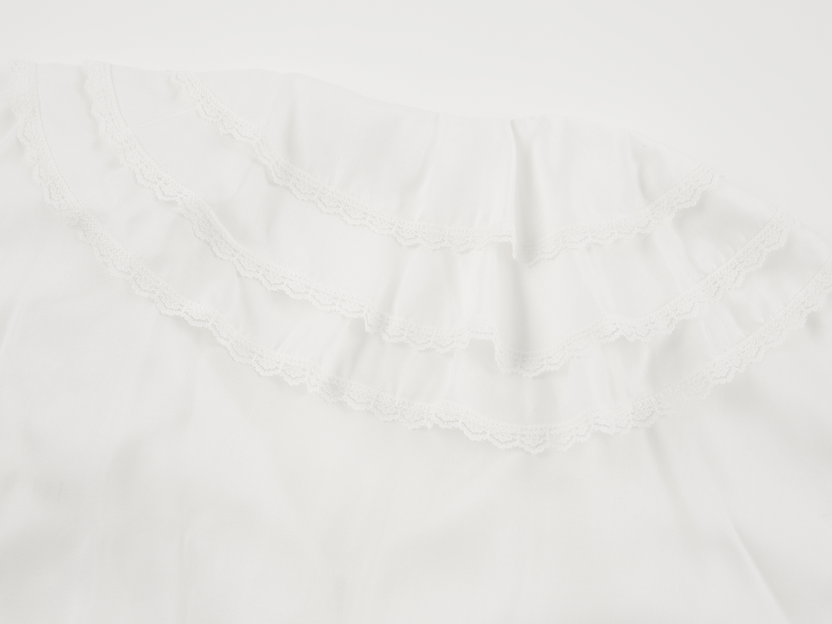 Ruffle collar Tencel shirt