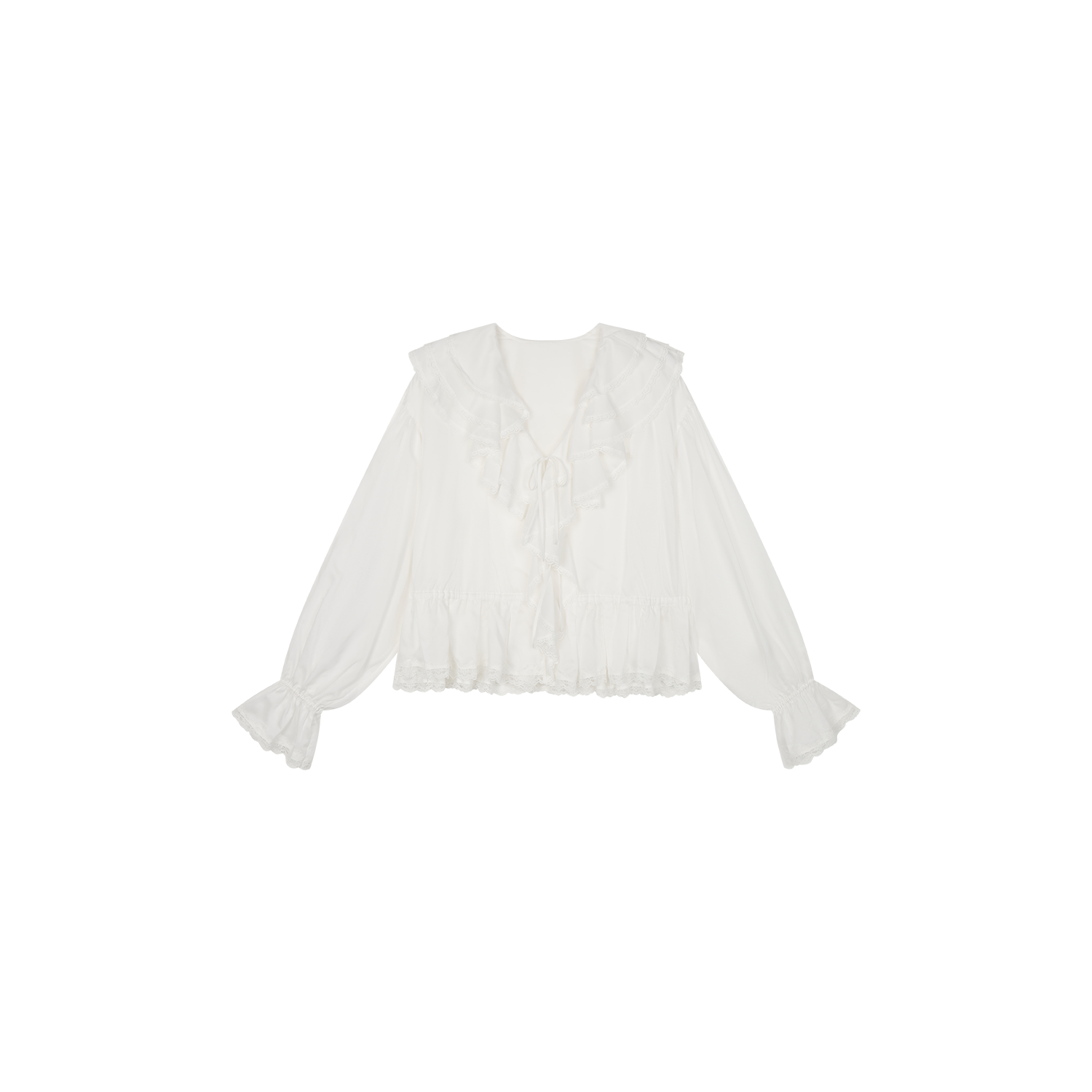 Ruffle collar Tencel shirt