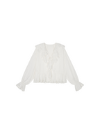 Ruffle collar Tencel shirt
