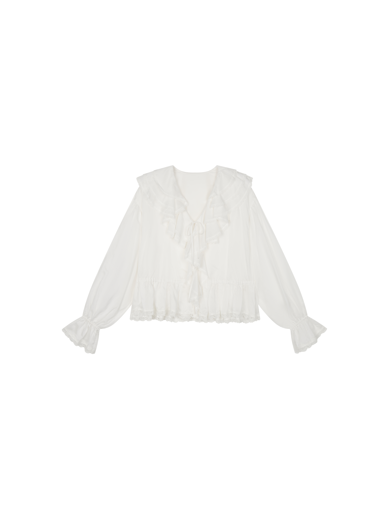 Ruffle collar Tencel shirt