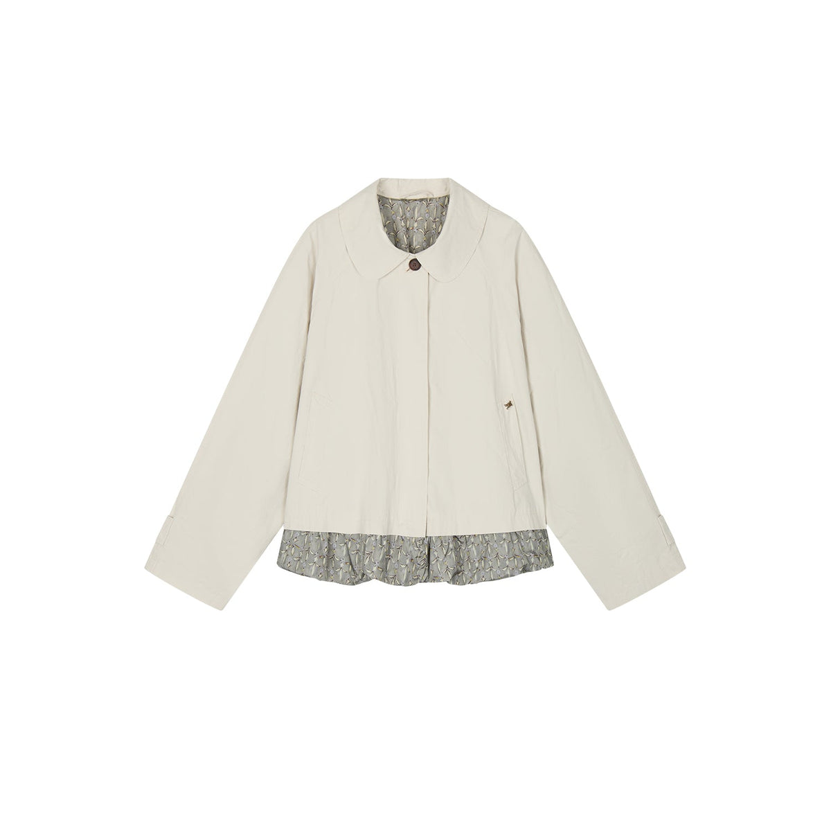 Exposed lining cropped balmacaan coat