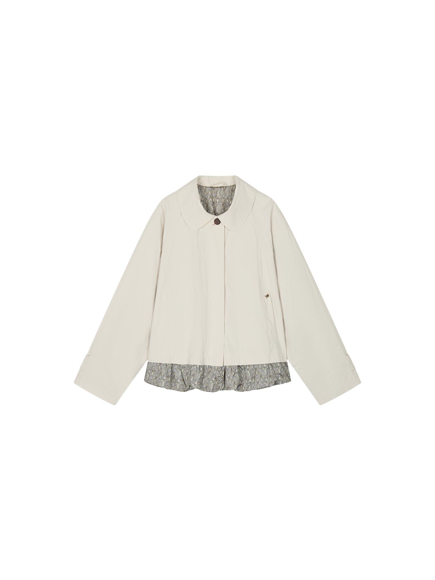 Exposed lining cropped balmacaan coat