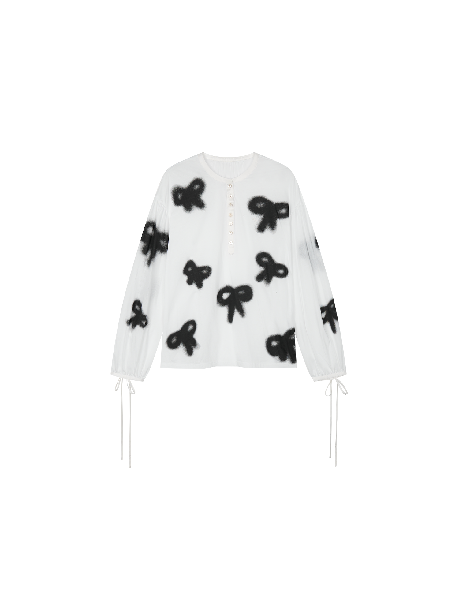 Graffiti bow henley T shirt