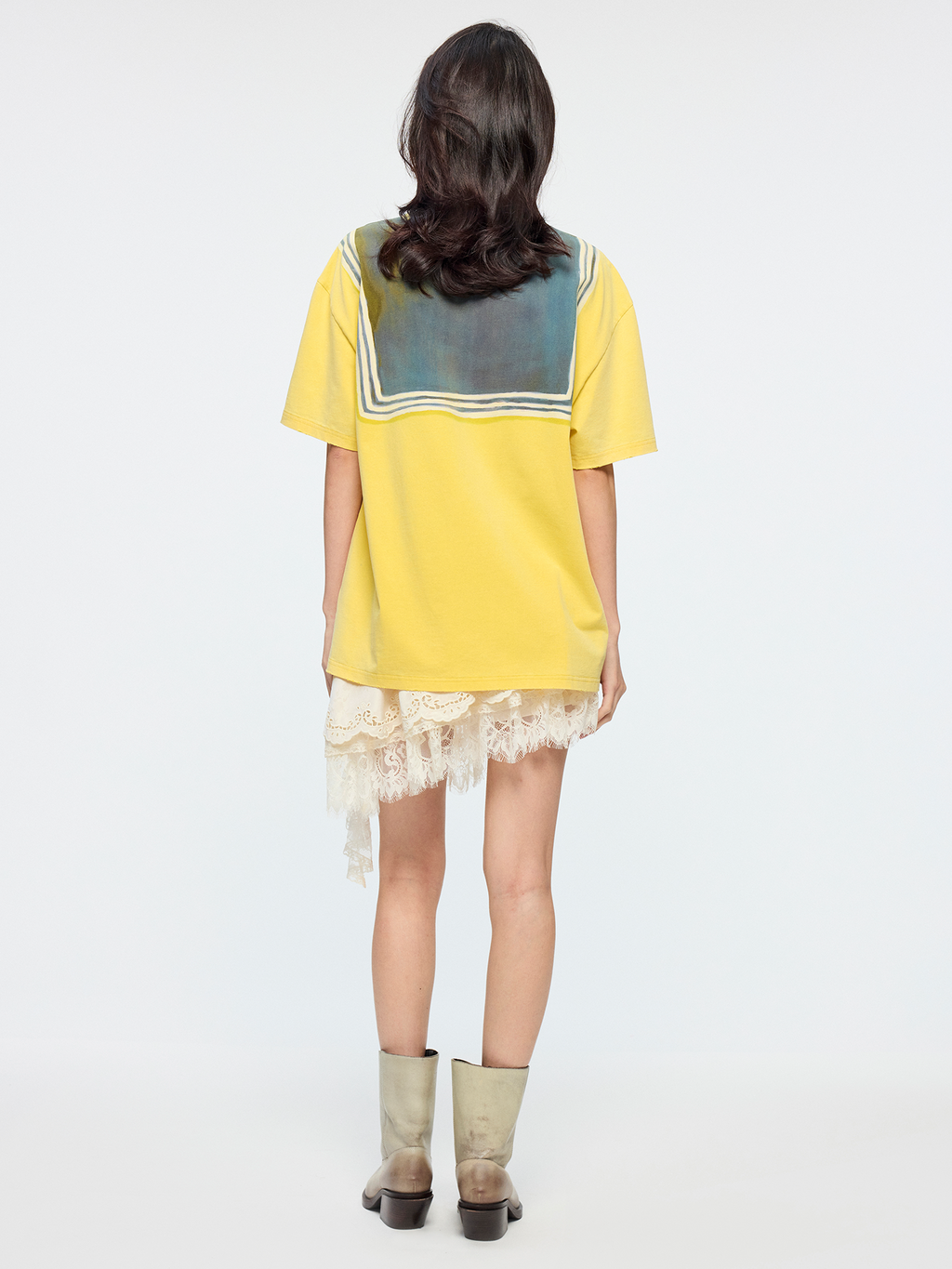 Oil painting sailor collar t-shirt