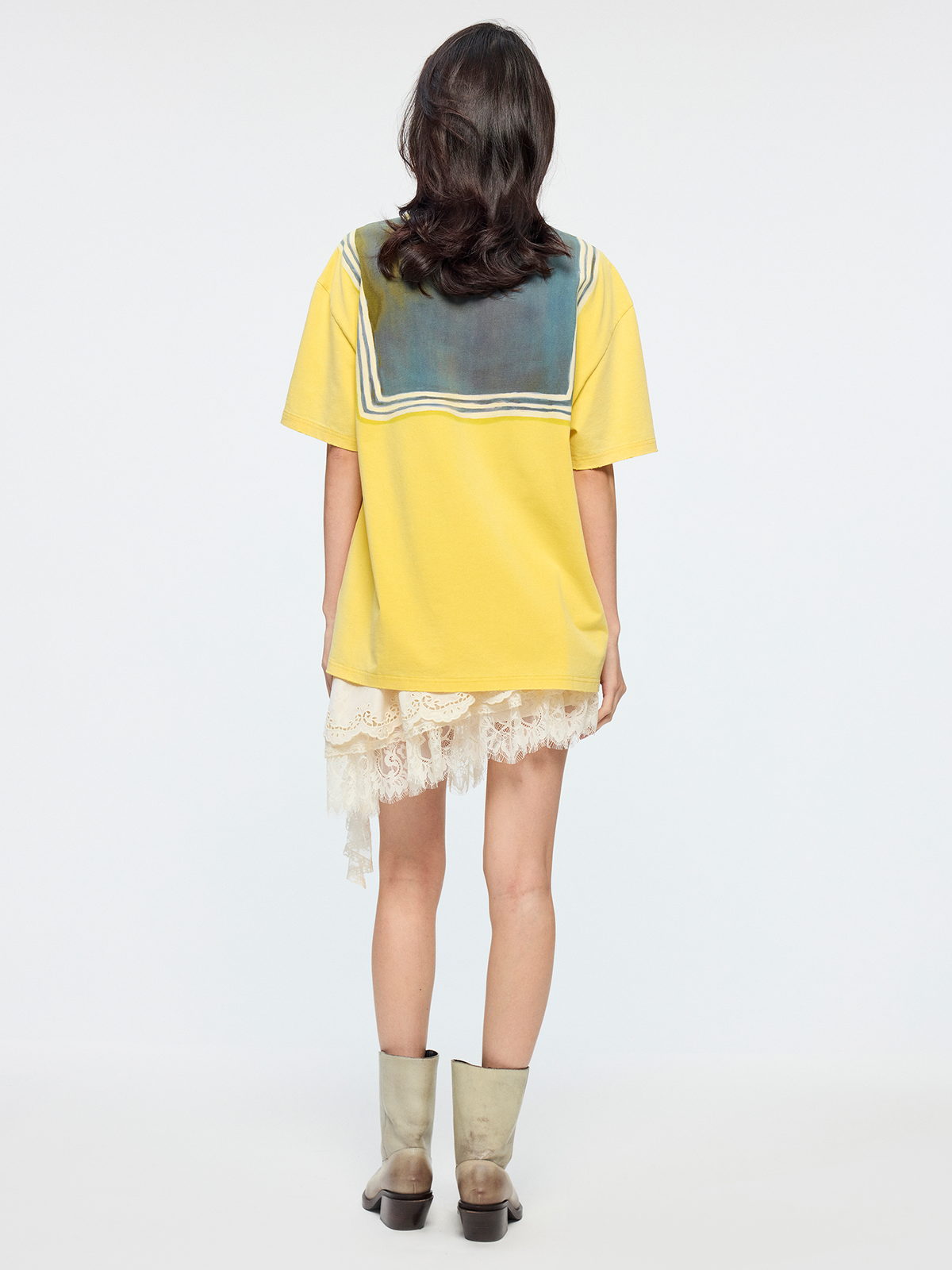 Oil painting sailor collar t-shirt