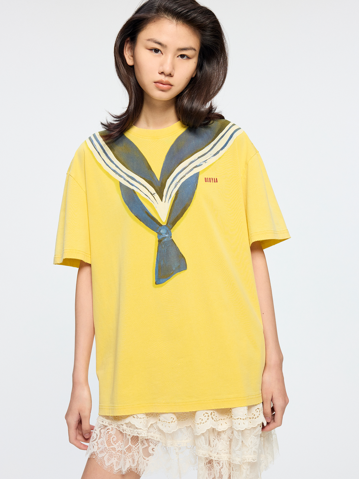 Oil painting sailor collar t-shirt