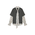 Floral ribbon mock-layer t-shirt