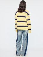 Applique badge Peter Pan collar striped polo