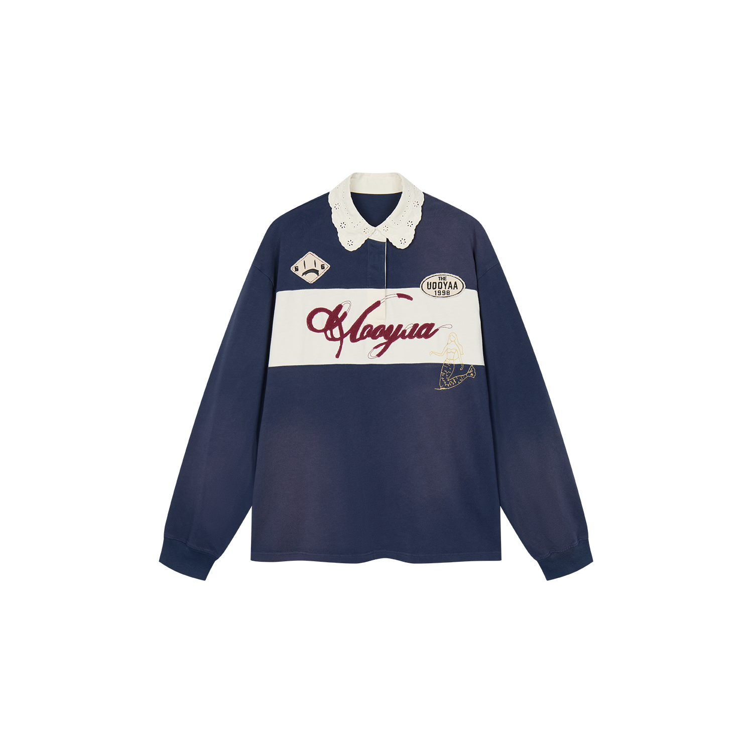 Applique badge Peter Pan collar polo