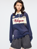 Applique badge Peter Pan collar polo