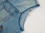 Raw edge patchwork denim vest