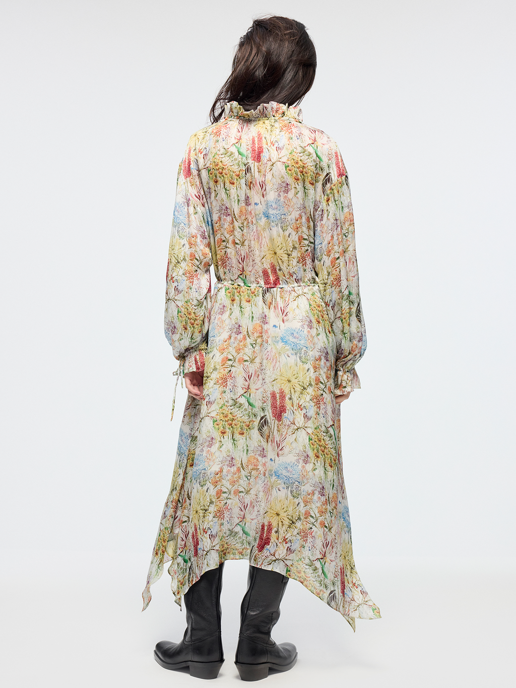 Floral tie waist dress