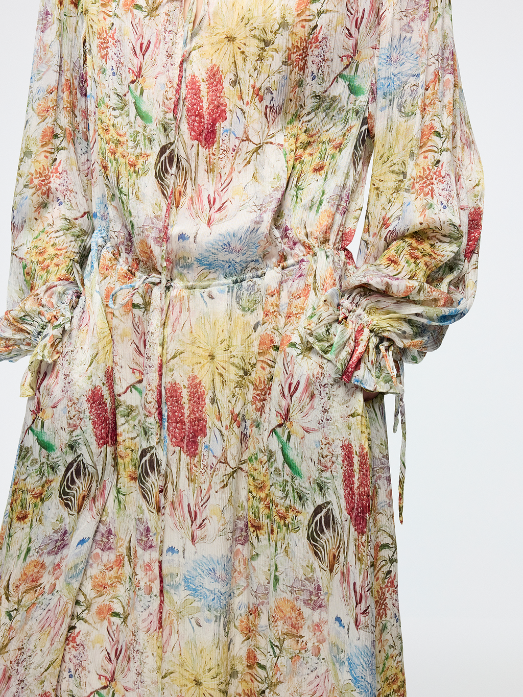 Floral tie waist dress