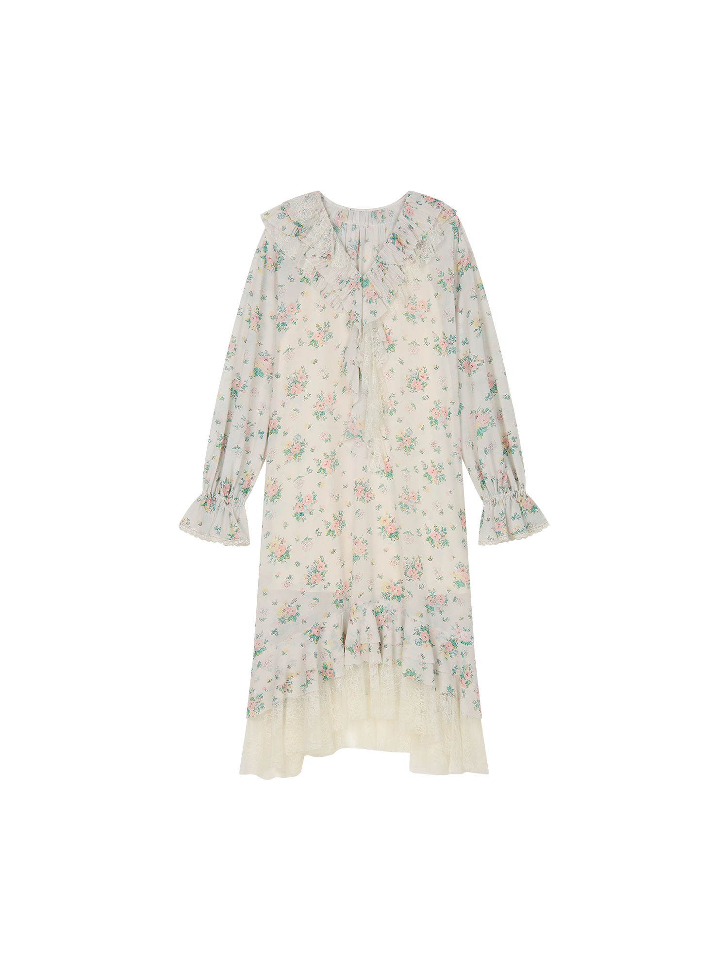 Floral ruffle collar dress