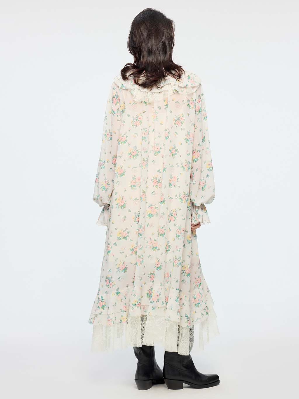 Floral ruffle collar dress