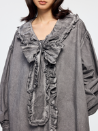 Cold dyed ribbon shirt dress