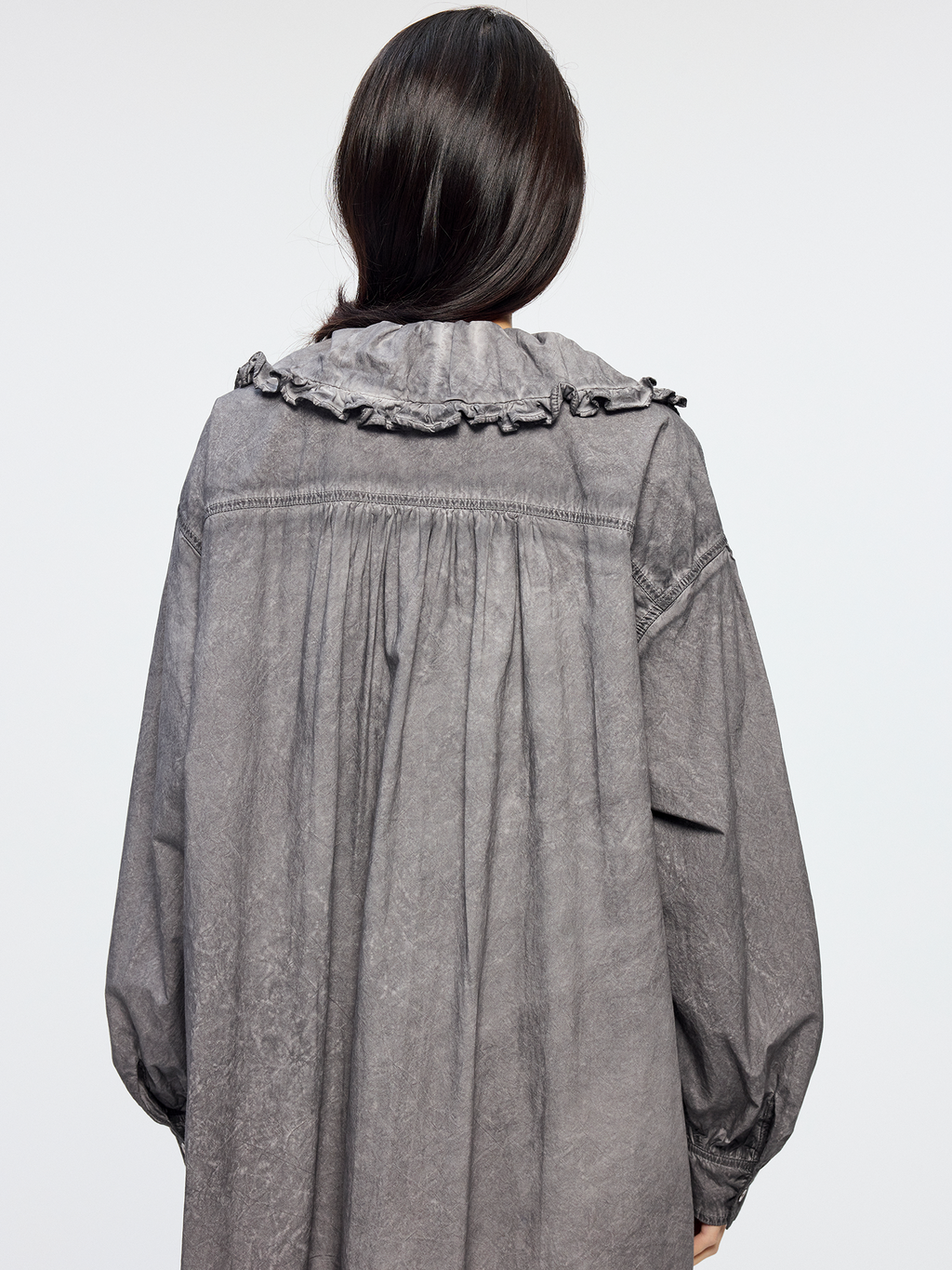 Cold dyed ribbon shirt dress