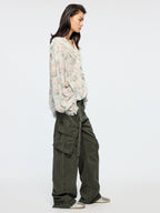 Curved leg cargo pants