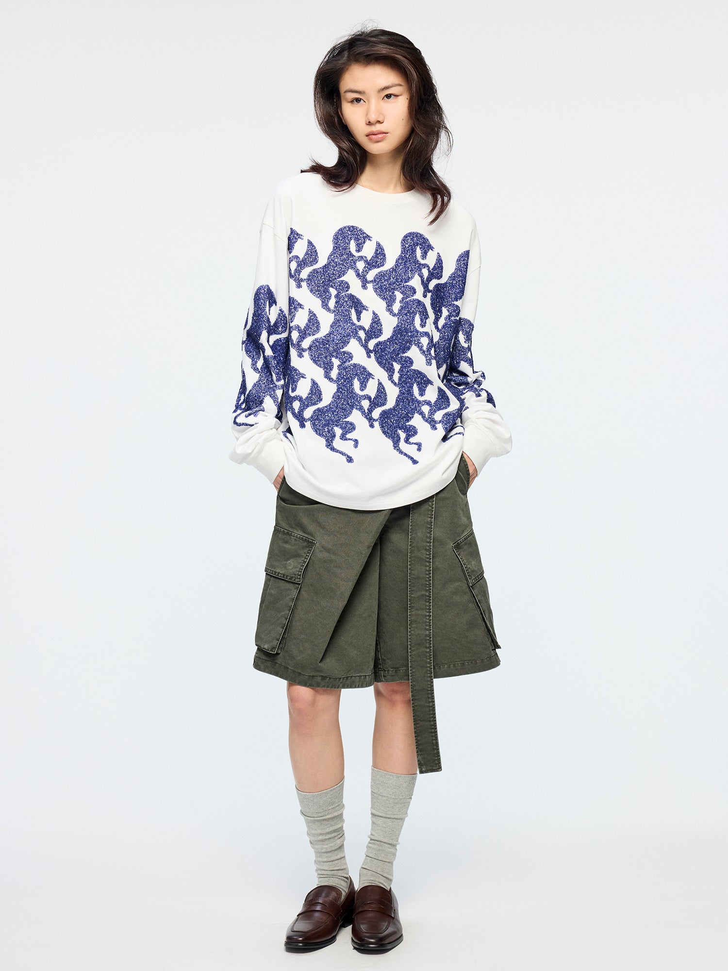 Wrap waist cargo shorts