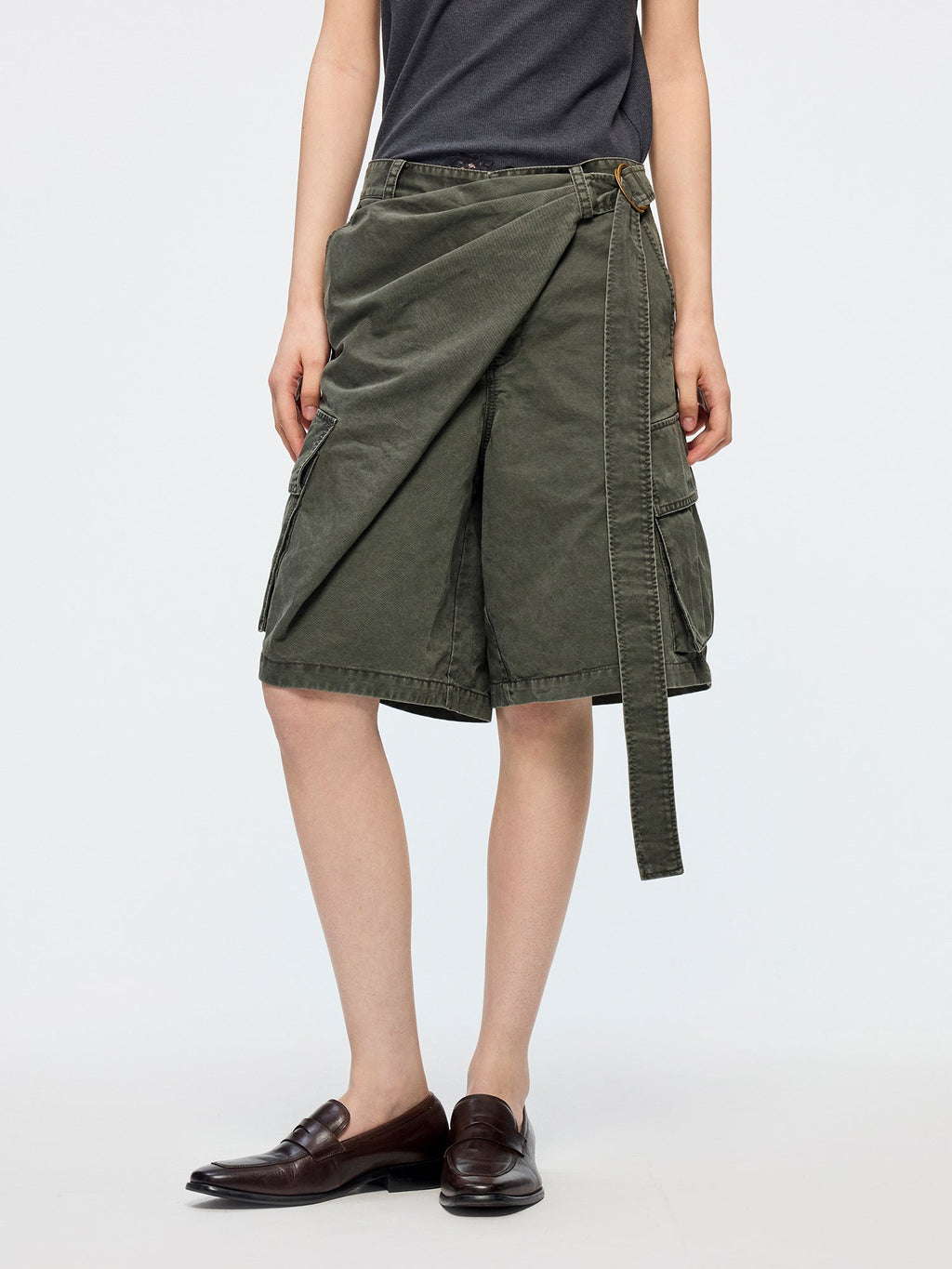 Wrap waist cargo shorts