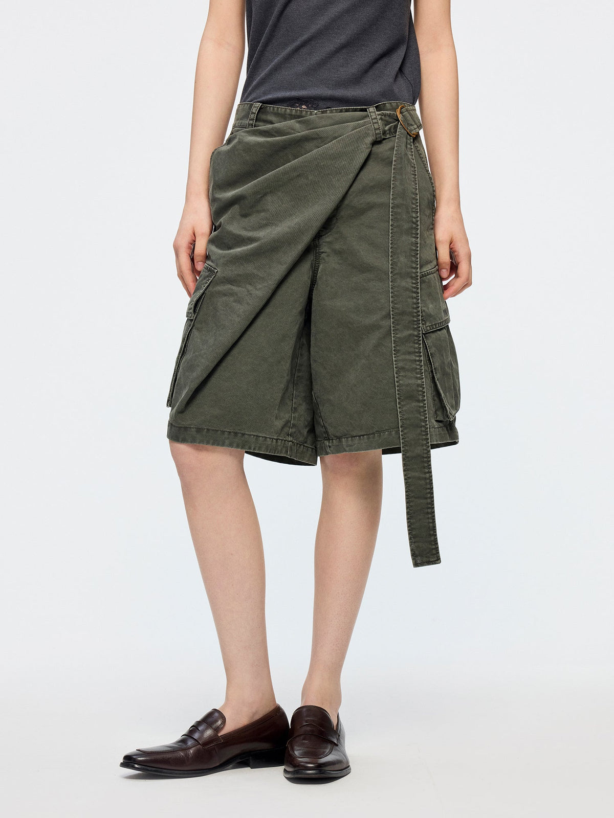 Wrap waist cargo shorts