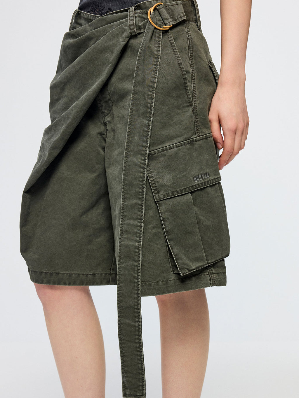 Wrap waist cargo shorts