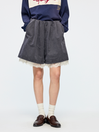 Lace patchwork Bermuda shorts