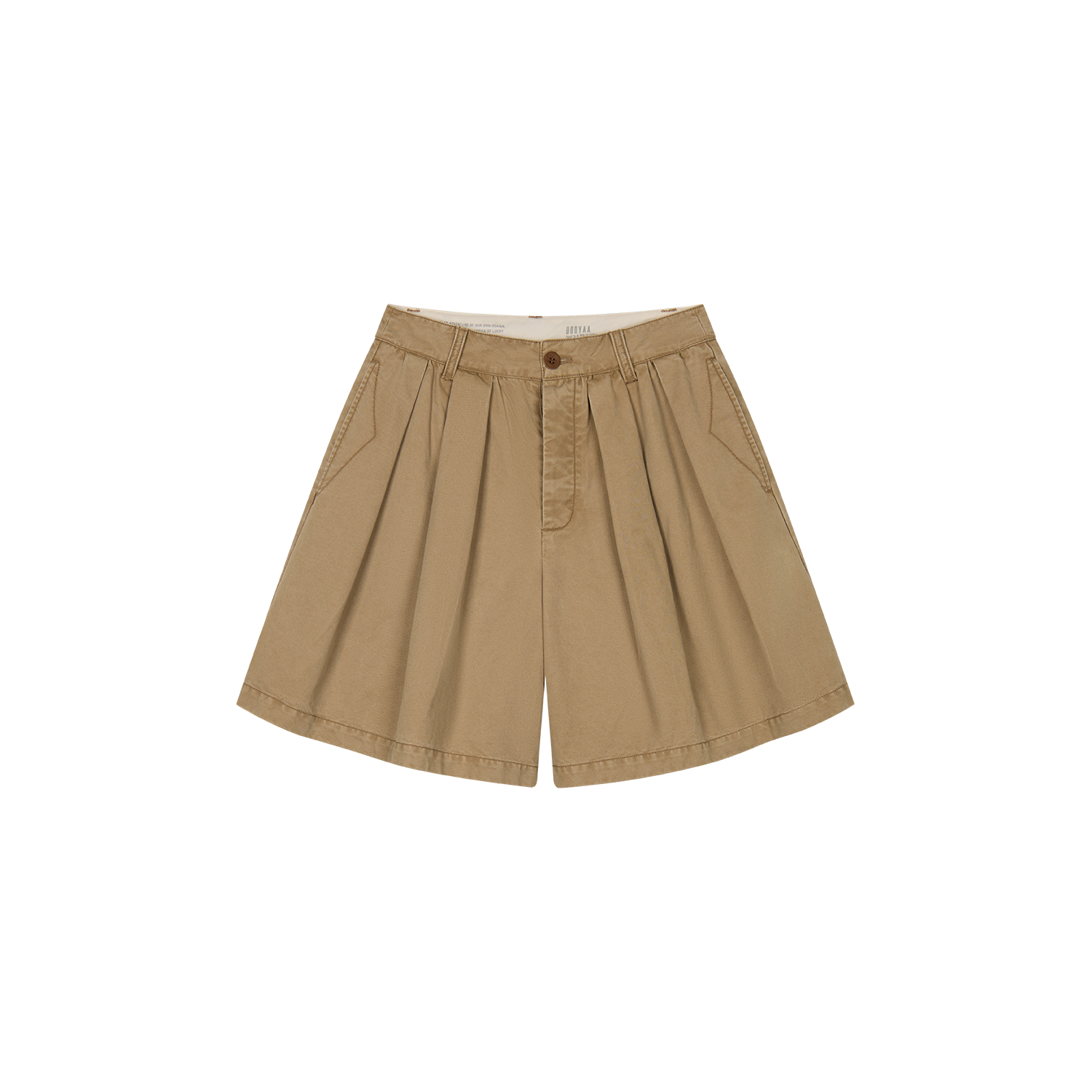 Pleated khaki shorts