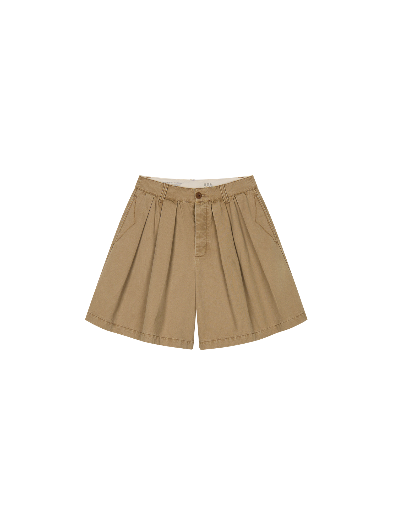 Pleated khaki shorts