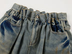 Pleated denim skirt