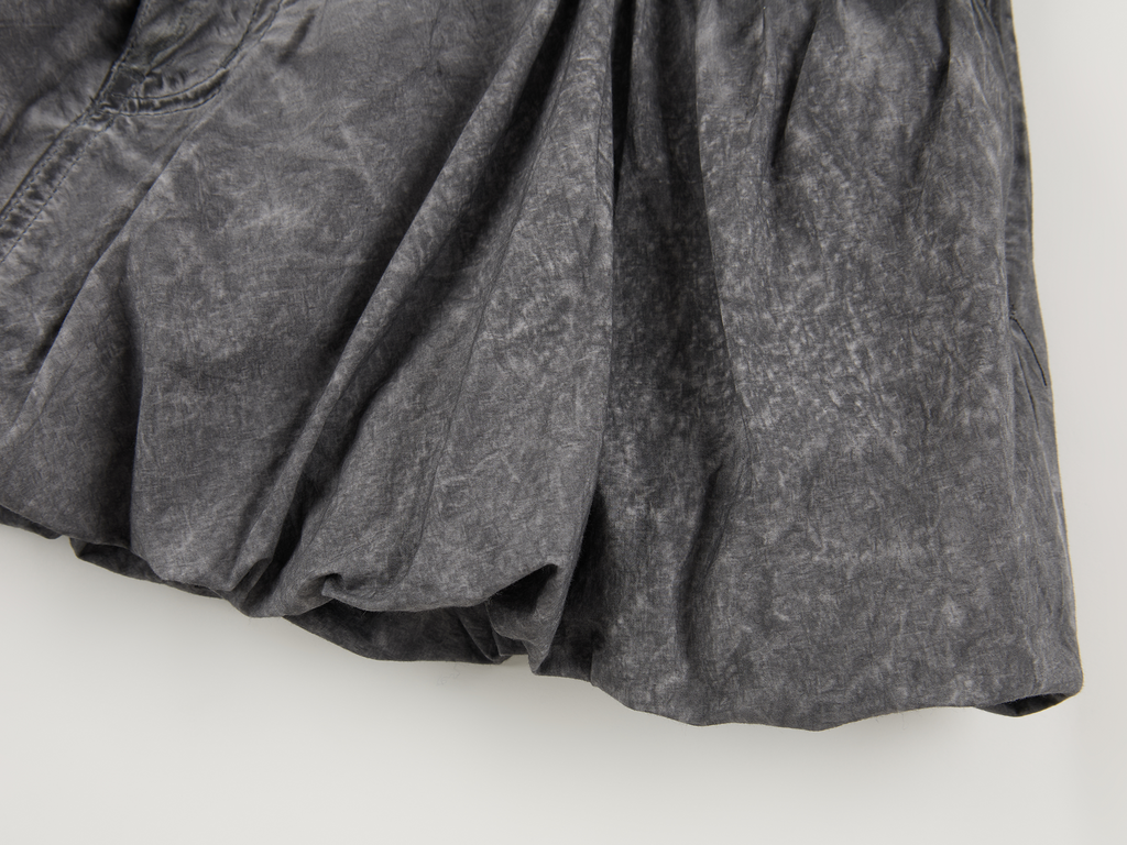 Cold dyed paperbag denim skirt