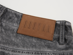 Cold dyed paperbag denim skirt