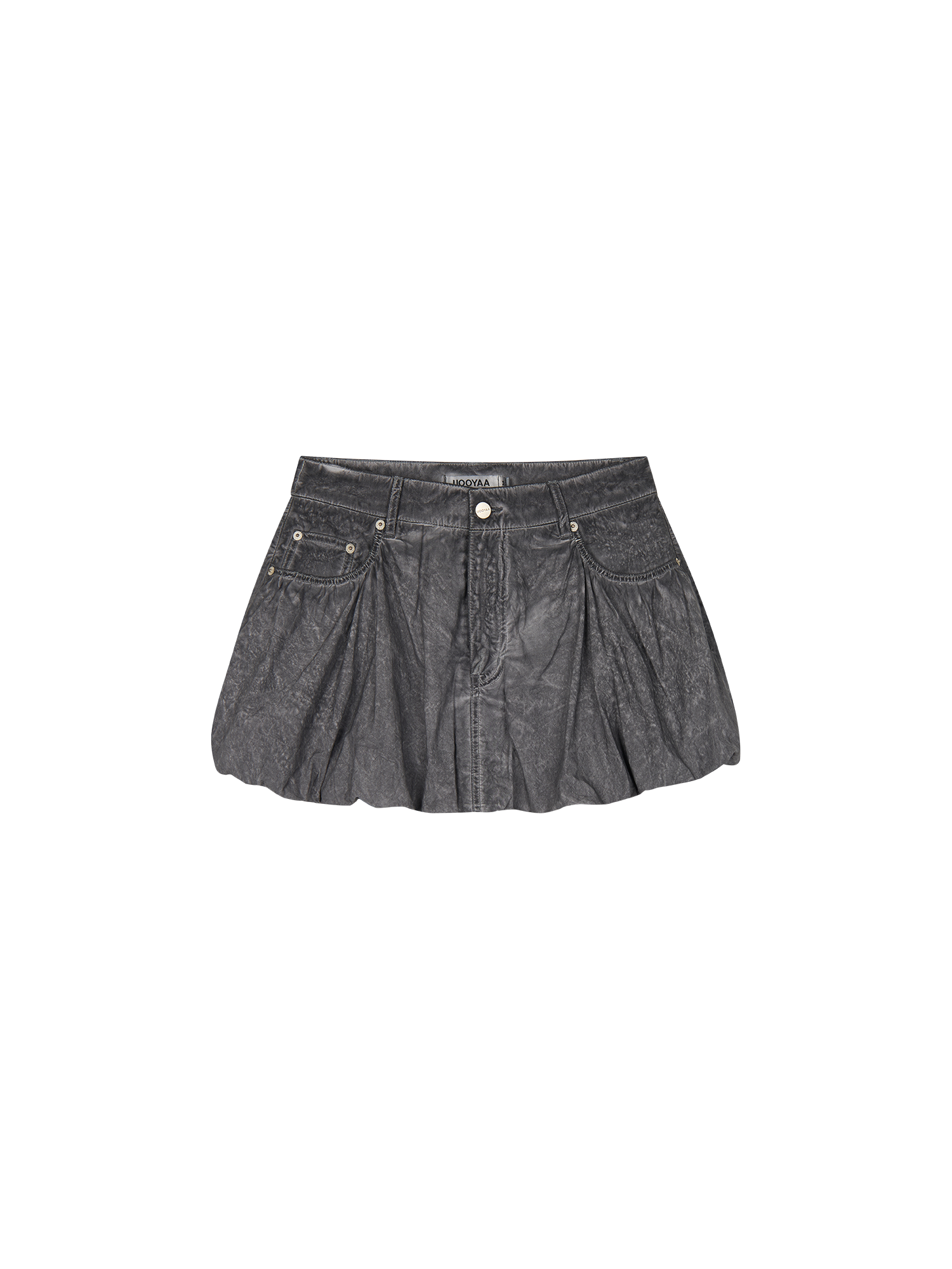 Cold dyed paperbag denim skirt