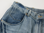 Color-block washed jeans