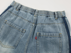Color-block washed jeans